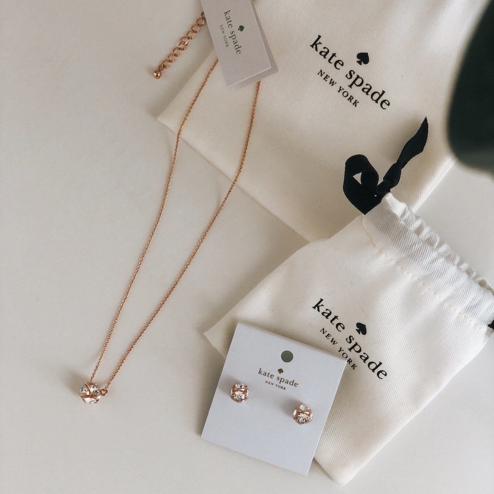 NWT Kate Spade Rose Gold Earrings and Necklace